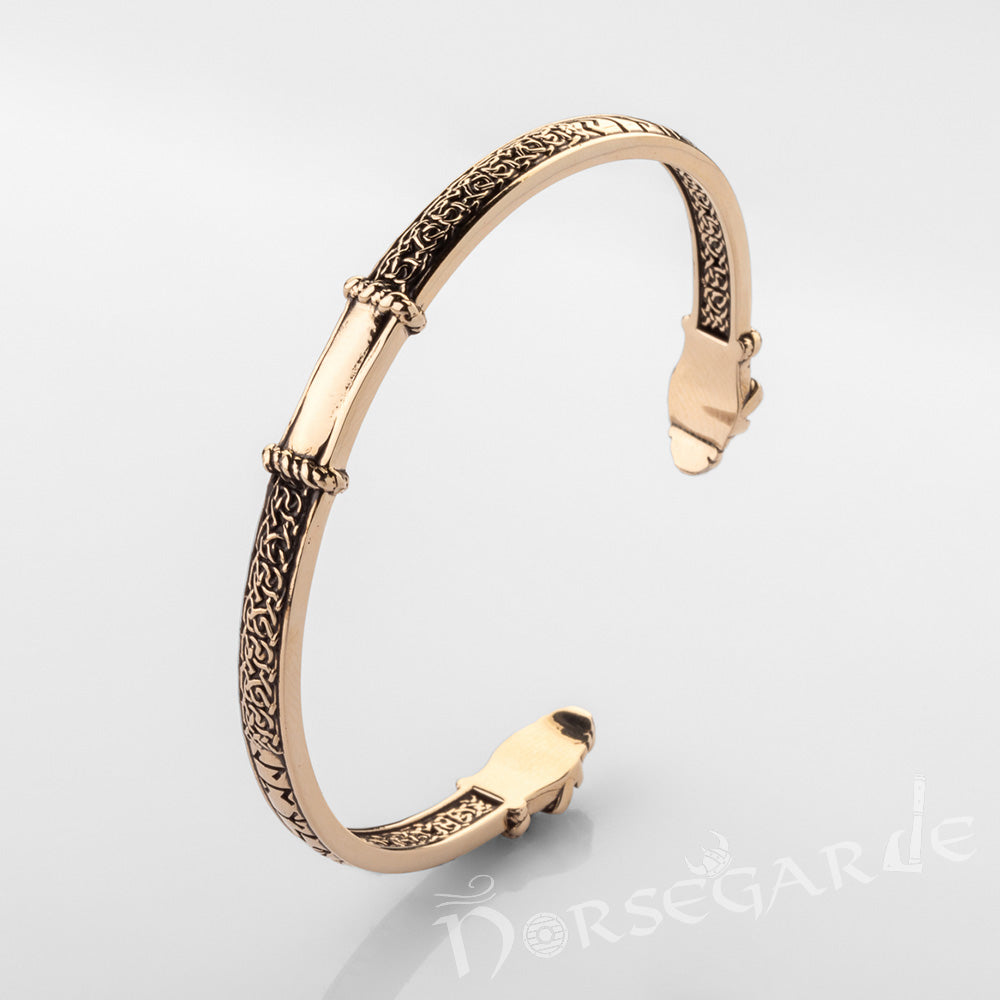 Handcrafted Runic Serpent Torc Bracelet - Brass