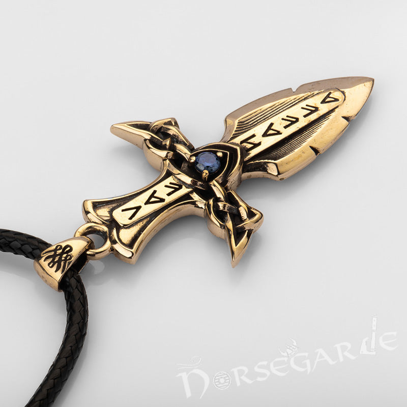 Handcrafted Valhalla Dagger Pendant - Brass