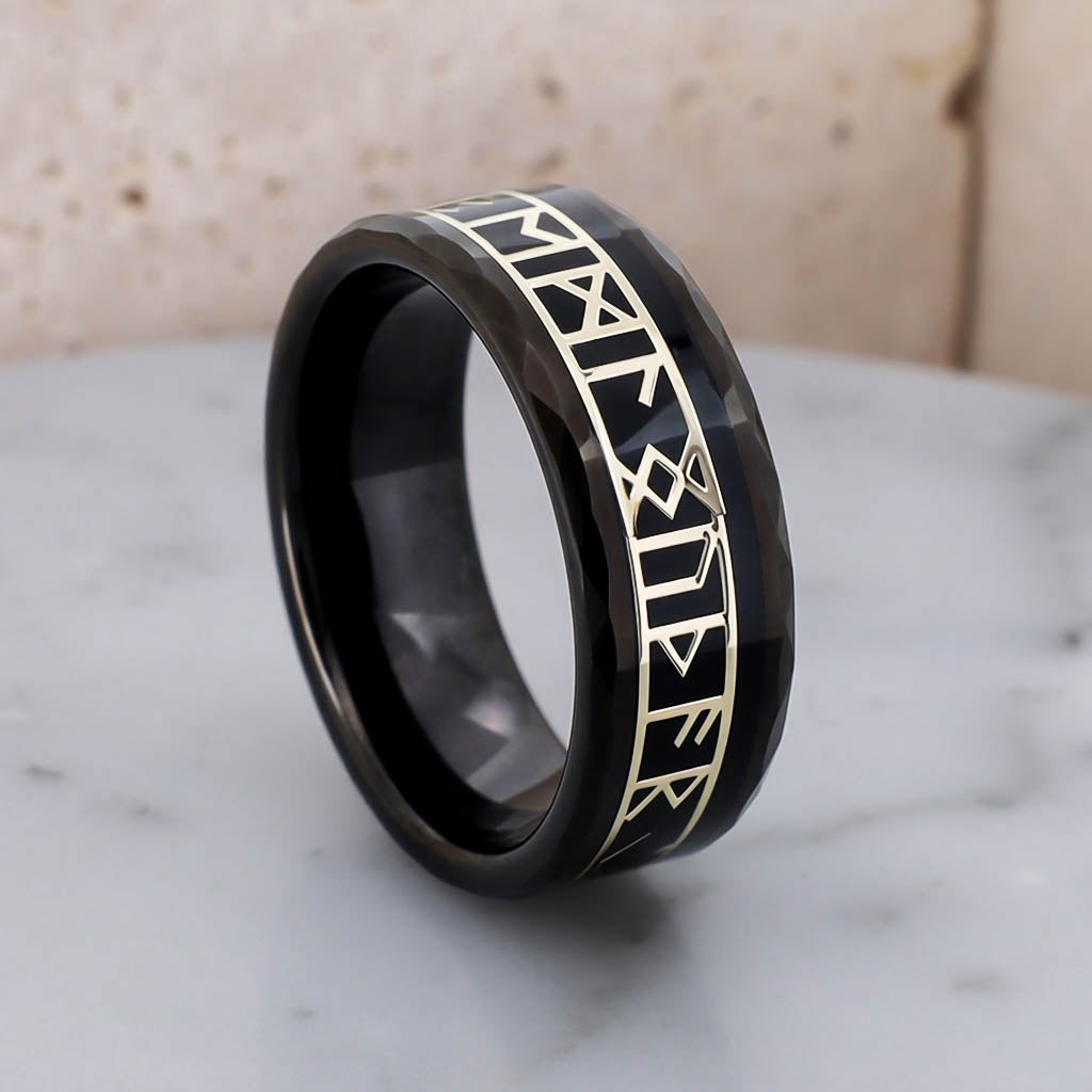 Runes of the Allfather Ring - Tungsten Carbide
