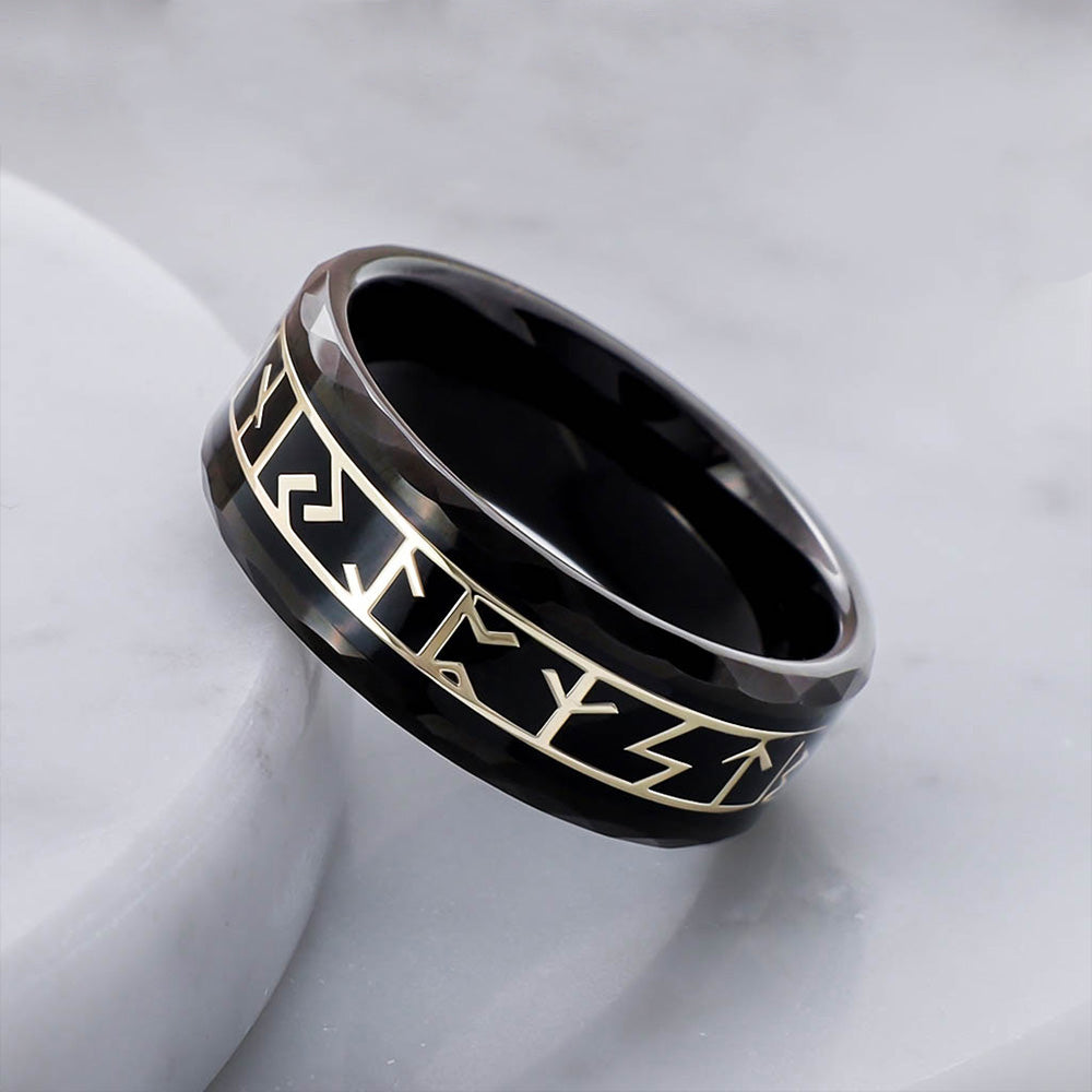 Runes of the Allfather Ring - Tungsten Carbide
