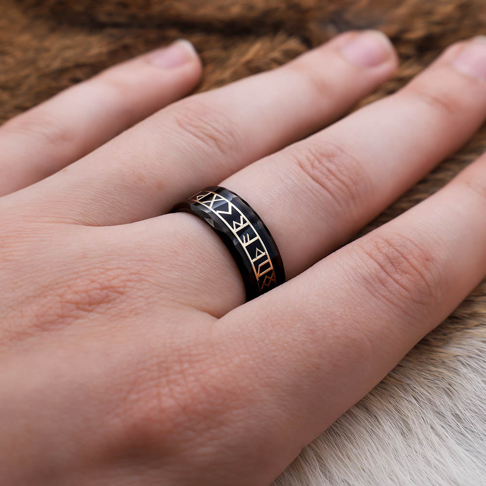 Runes of the Allfather Ring - Tungsten Carbide