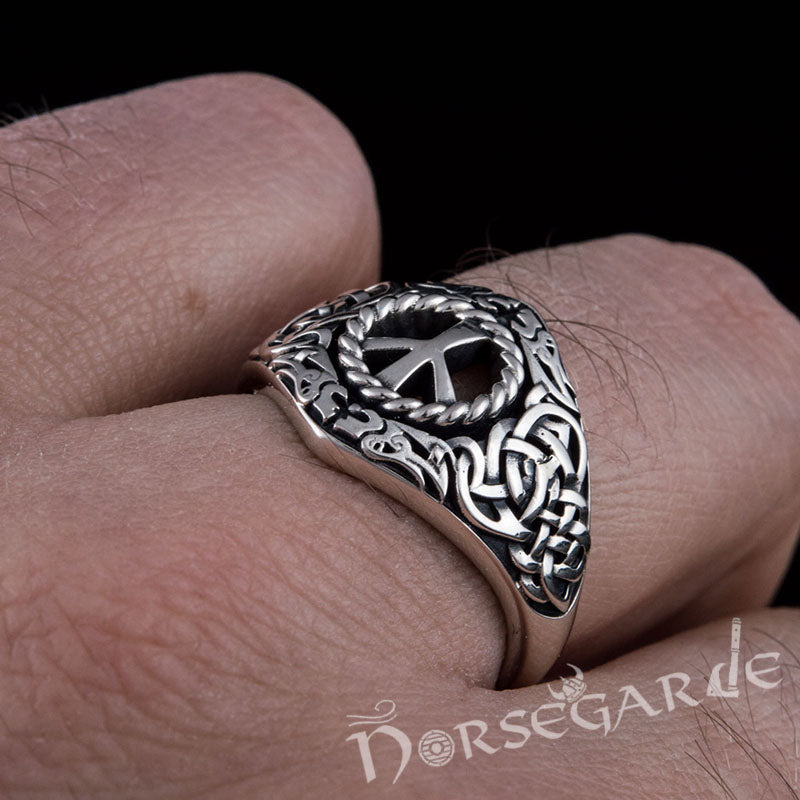 Handcrafted Celtic Algiz Ring - Sterling Silver