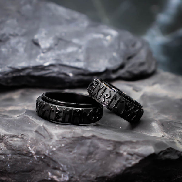 Viking Runic Blacksmith Ring - Norse Elder Rune Band
