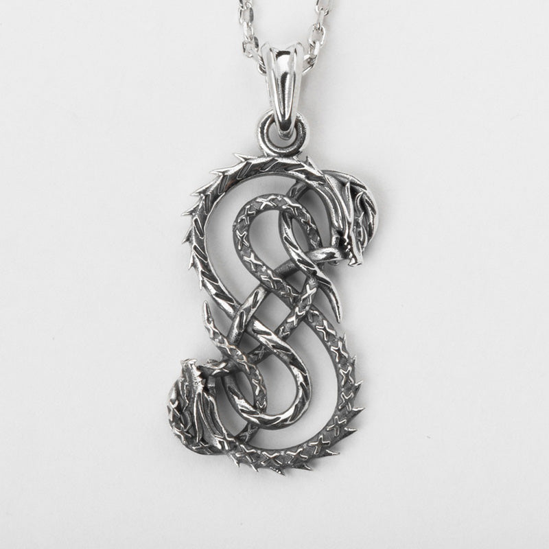 Handcrafted Coiled Jormungandr Pendant - Sterling Silver