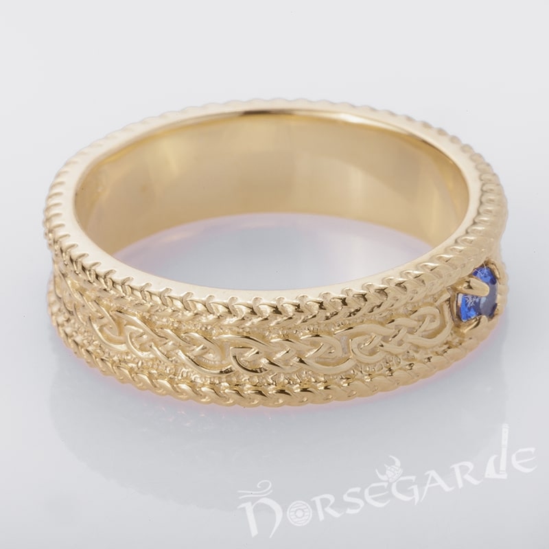 Handcrafted Endless Knot Band - Gold with Gem