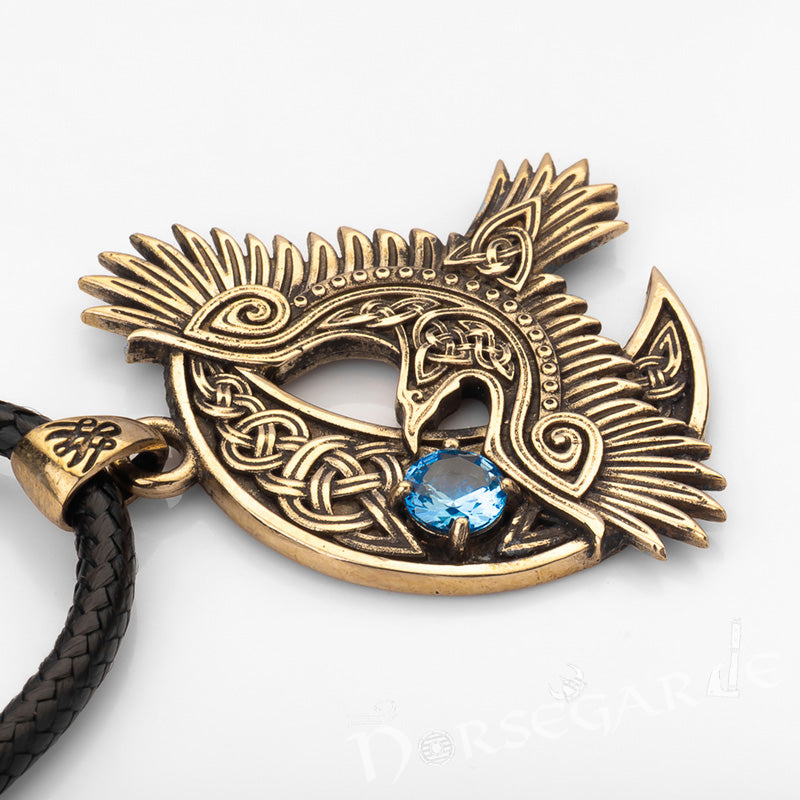 Handcrafted Raven and the Moon Pendant - Brass