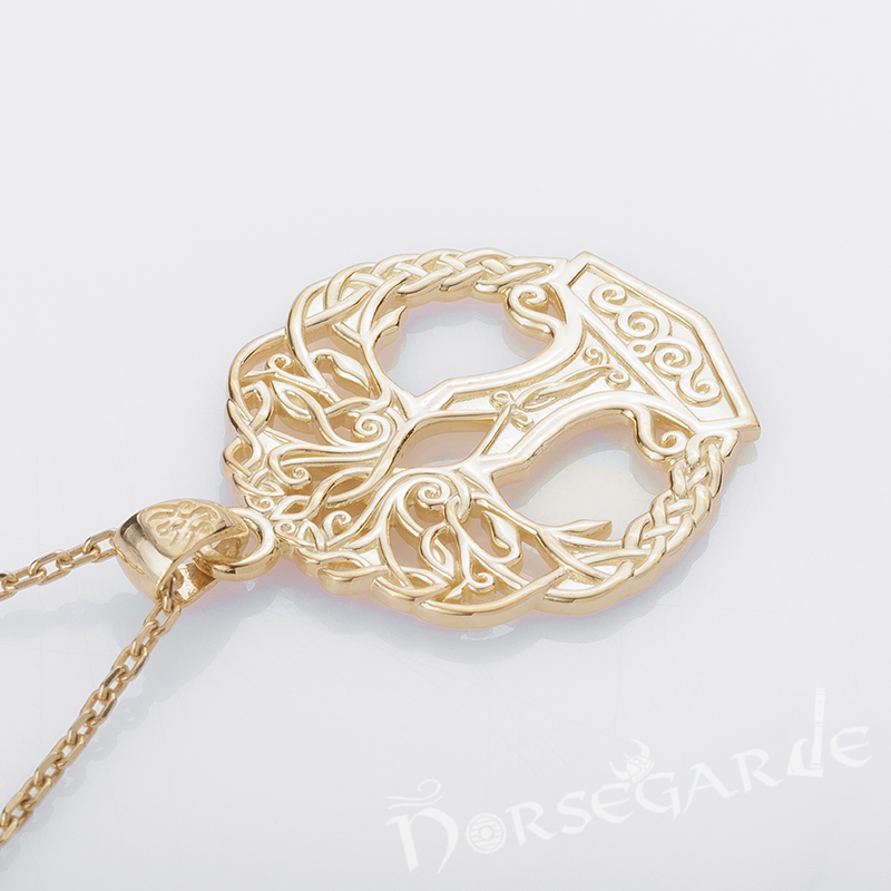 Handcrafted Yggdrasil Mjölnir Pendant - Gold