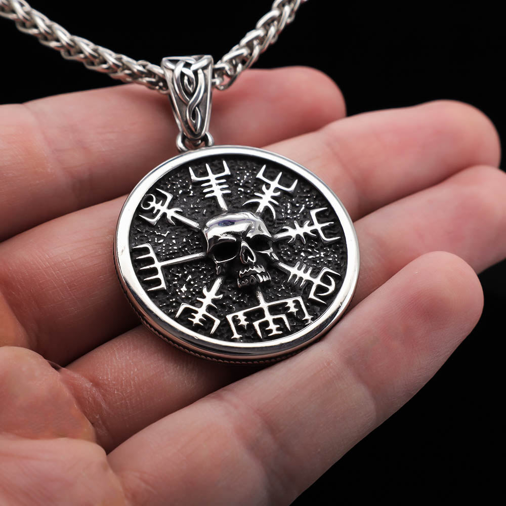 Vegvisir Skull Medallion - Stainless Steel