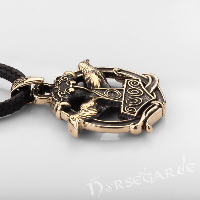 Handcrafted Perched Ravens Scania Mjölnir - Brass