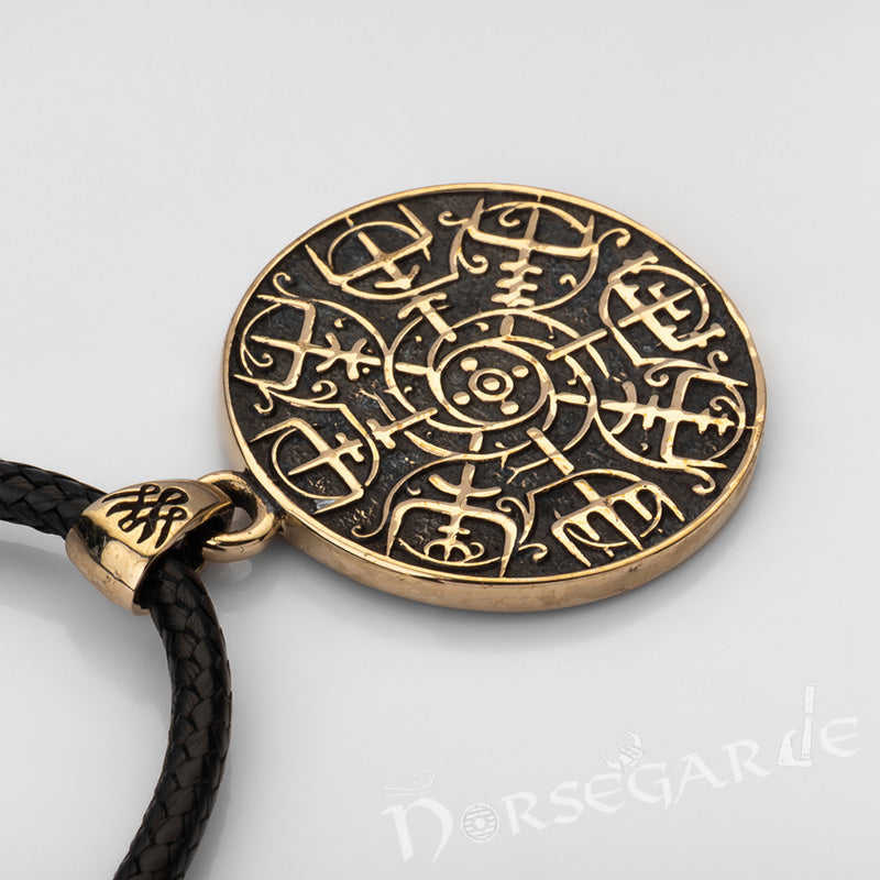 Handcrafted Vegvisir Rune Amulet - Brass