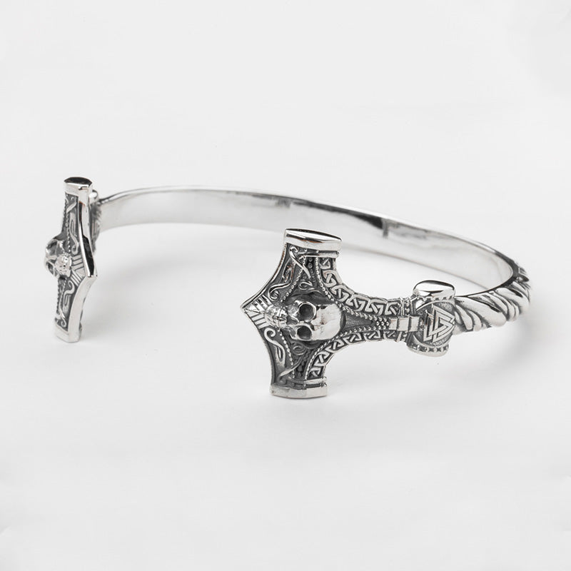 Handcrafted Thor's Strength Arm Ring - Sterling Silver