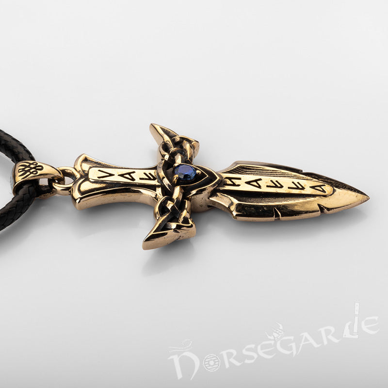 Handcrafted Valhalla Dagger Pendant - Brass
