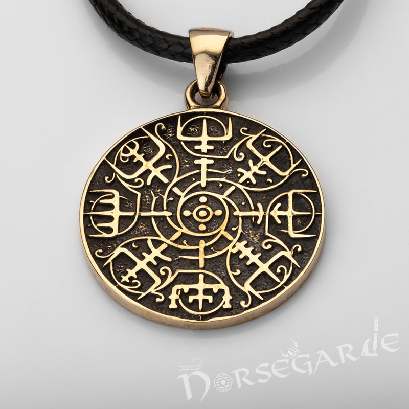 Handcrafted Vegvisir Rune Amulet - Brass