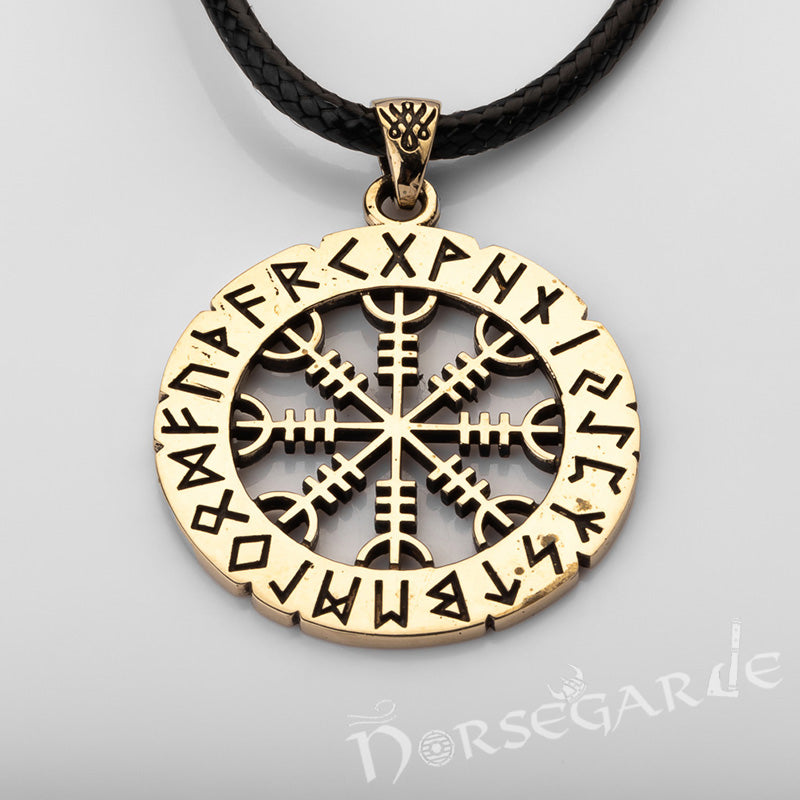 Handcrafted Runic Helm of Awe Amulet - Brass