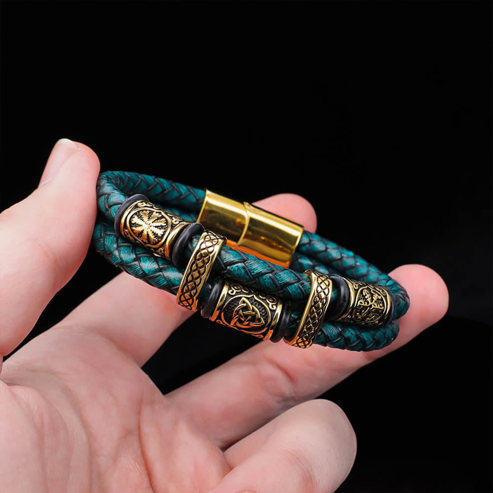Viking Bead Nordic Pine Leather Bracelet