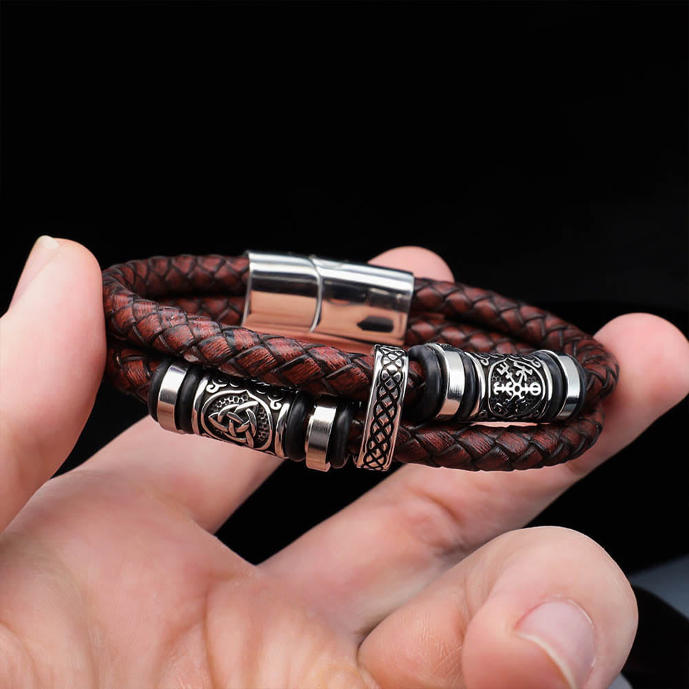 Viking Bead Ravenwood Brown Leather Bracelet