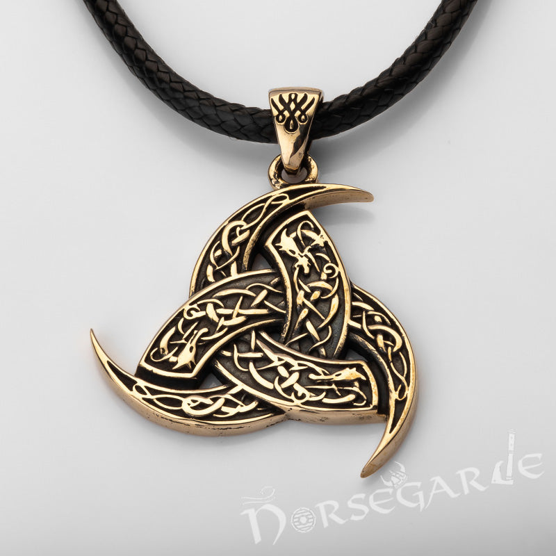 Handcrafted Horn Triskelion Pendant - Brass