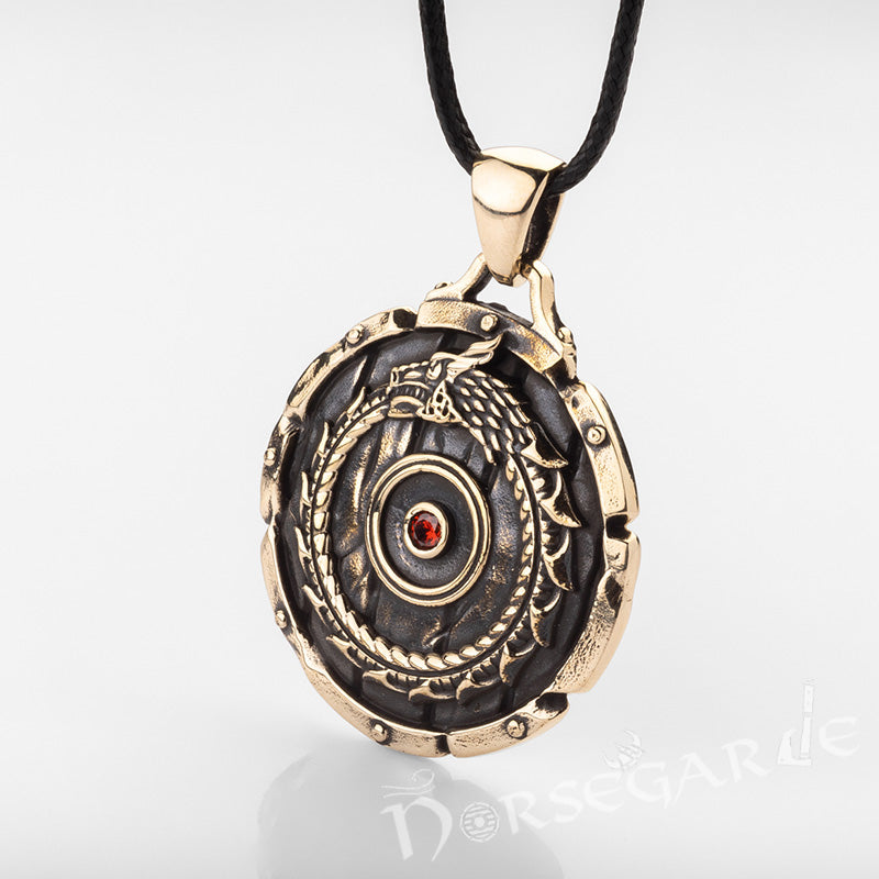 Handcrafted Serpent Shield Pendant - Brass