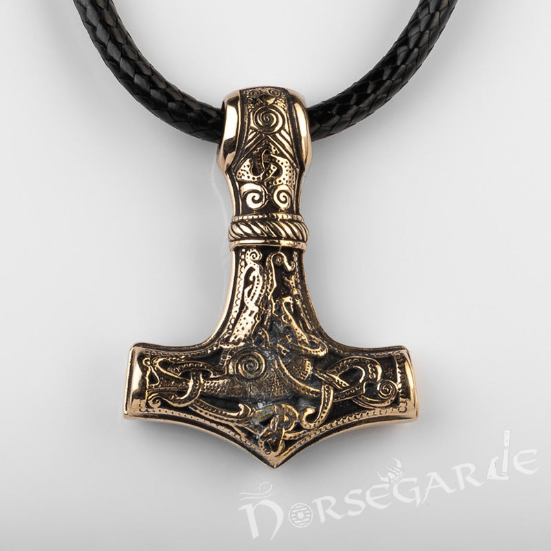 Handcrafted Mammen Engraved Small Mjölnir - Brass