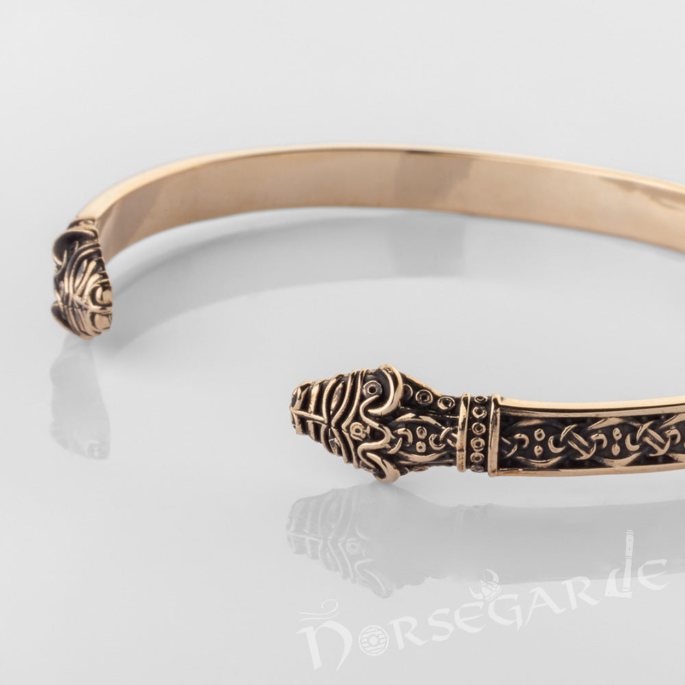 Handcrafted Norse Serpent Arm Ring - Brass