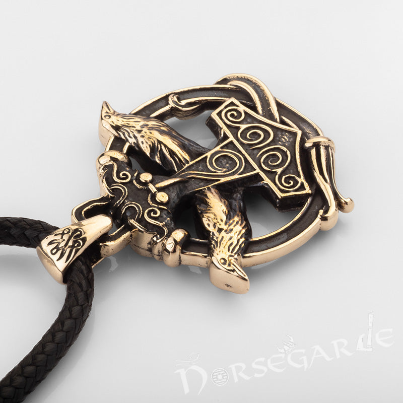 Handcrafted Perched Ravens Scania Mjölnir - Brass