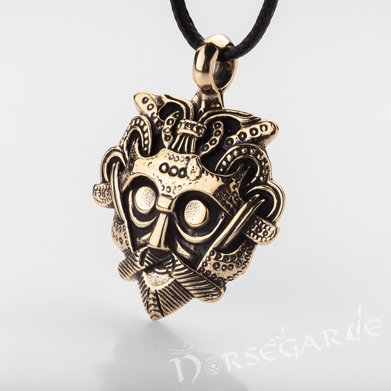 Handcrafted Loki's Mask Amulet - Brass