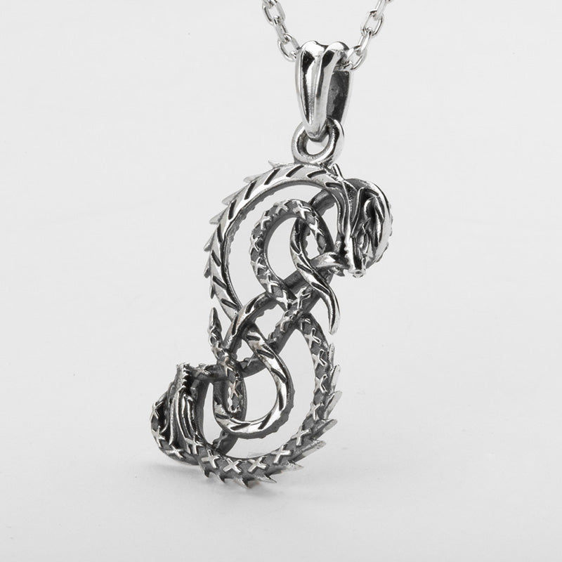 Handcrafted Coiled Jormungandr Pendant - Sterling Silver