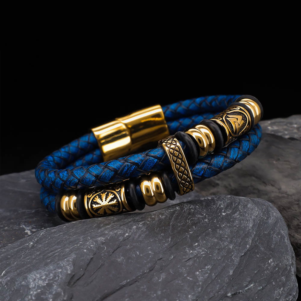 Viking Bead Fjord Blue Leather Bracelet
