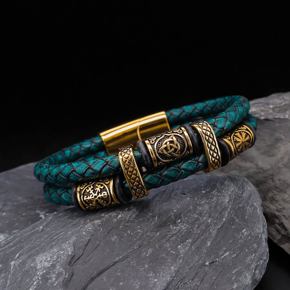 Viking Bead Nordic Pine Leather Bracelet