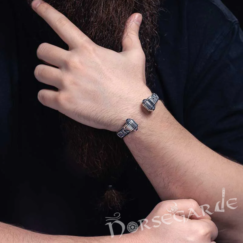 Handcrafted Valhalla Warrior Torc Bracelet - Sterling Silver