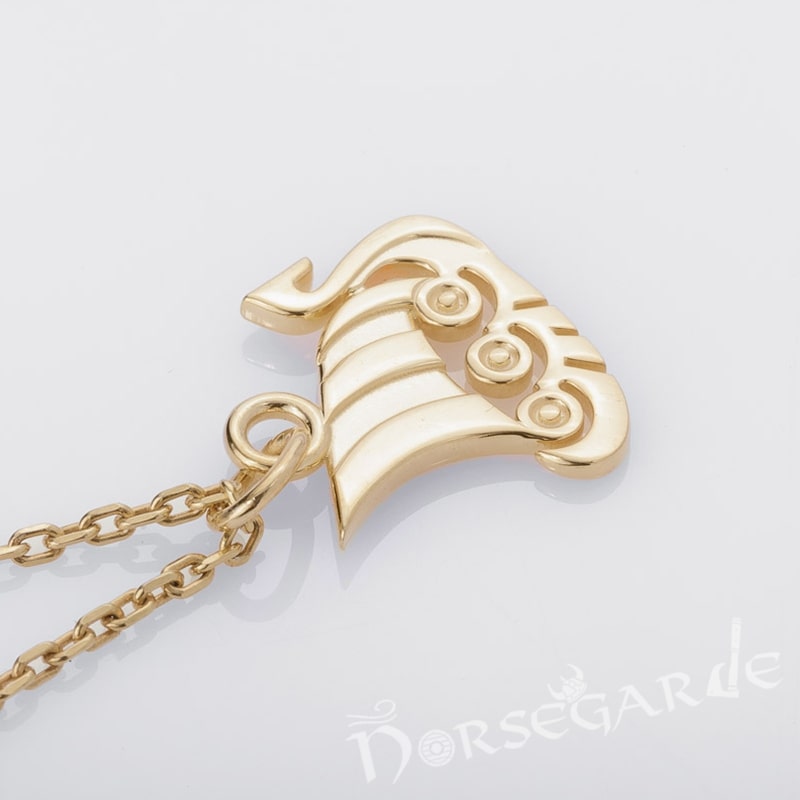 Handcrafted Miniature Drakkar Pendant - Gold