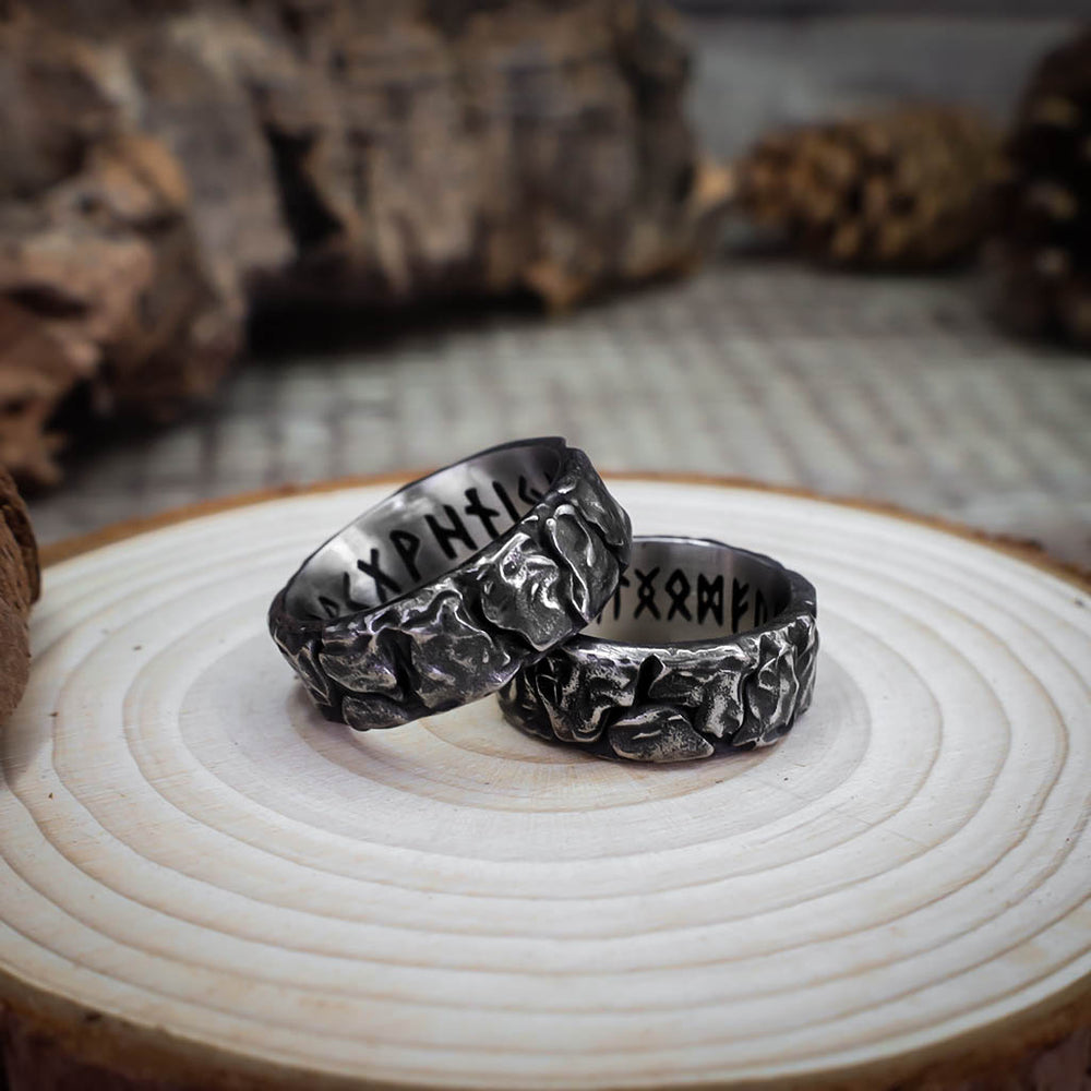 Viking Runic Blacksmith Ring - Norse Elder Rune Band