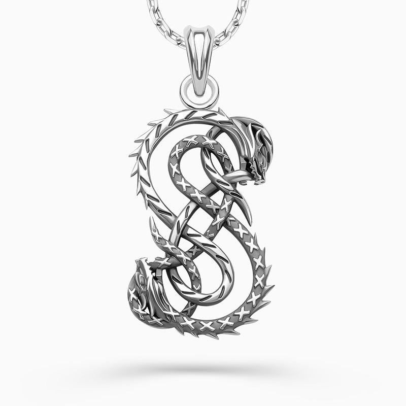Handcrafted Coiled Jormungandr Pendant - Sterling Silver