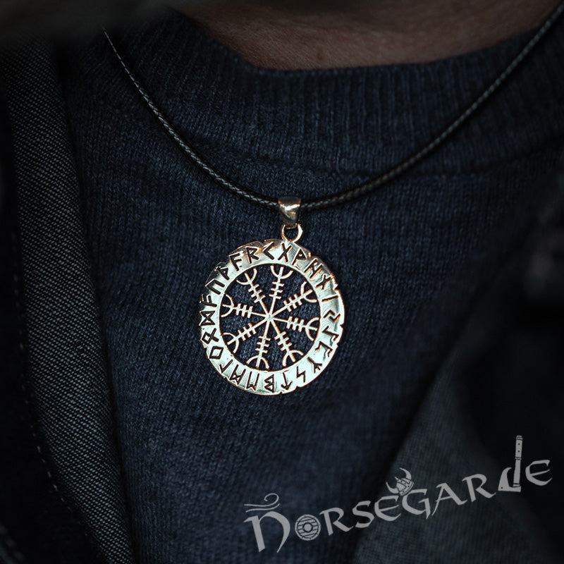 Handcrafted Runic Helm of Awe Amulet - Brass