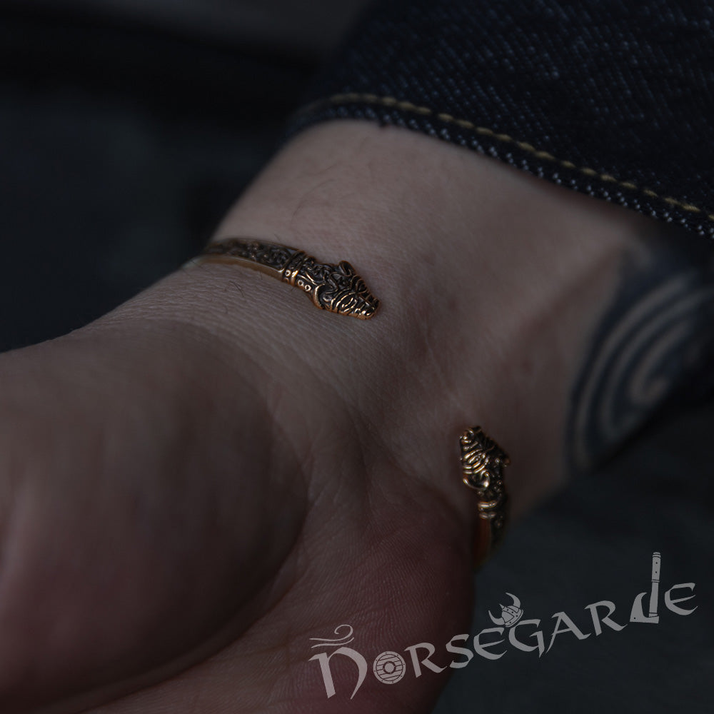 Handcrafted Norse Serpent Arm Ring - Brass