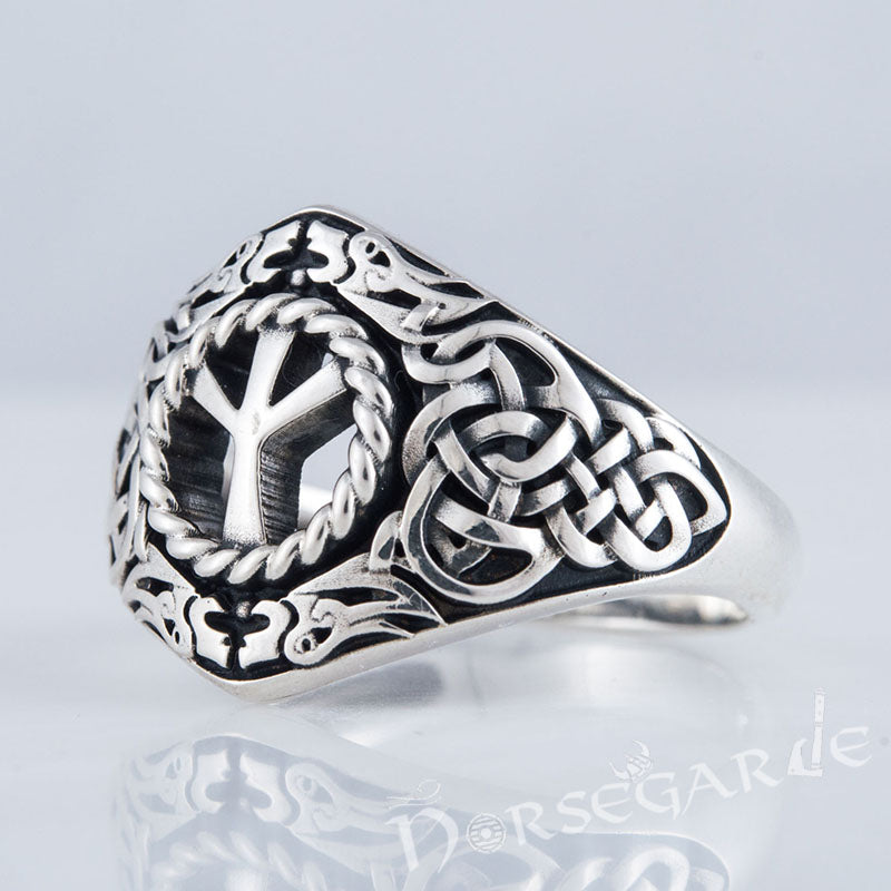 Handcrafted Celtic Algiz Ring - Sterling Silver