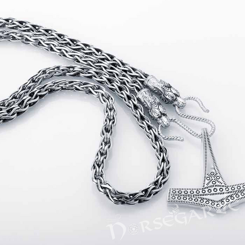 Weaving Chain Handcrafted Viking Weave Chain with Wolves - Sterling Silver