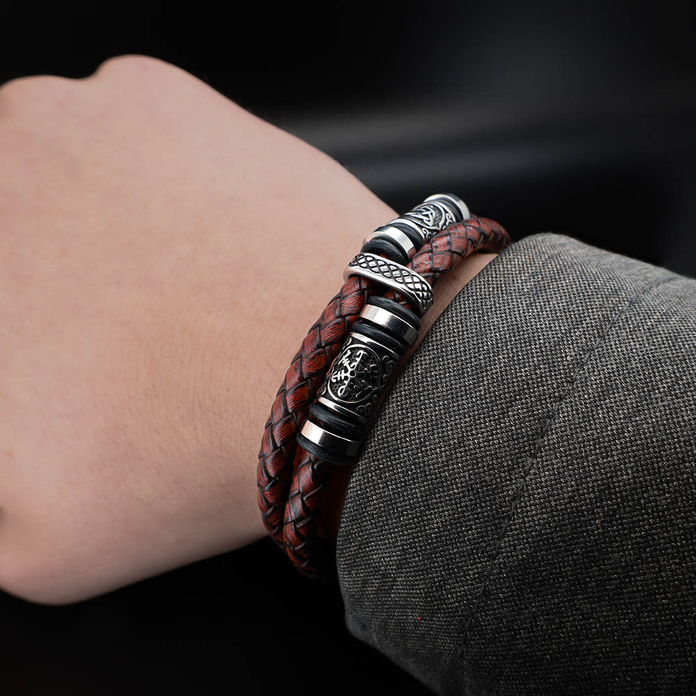 Viking Bead Ravenwood Brown Leather Bracelet