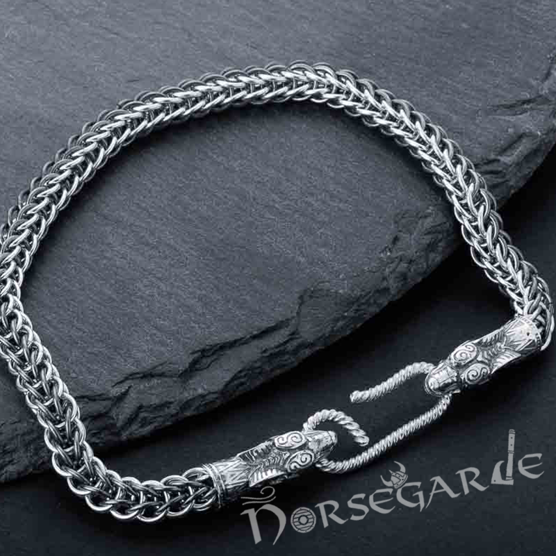 Handcrafted Heavy Weave Wolf Bracelet - Sterling Silver
