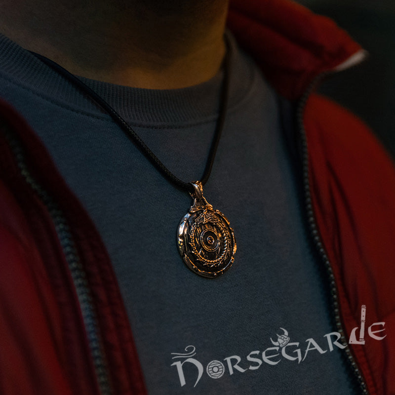 Handcrafted Serpent Shield Pendant - Brass
