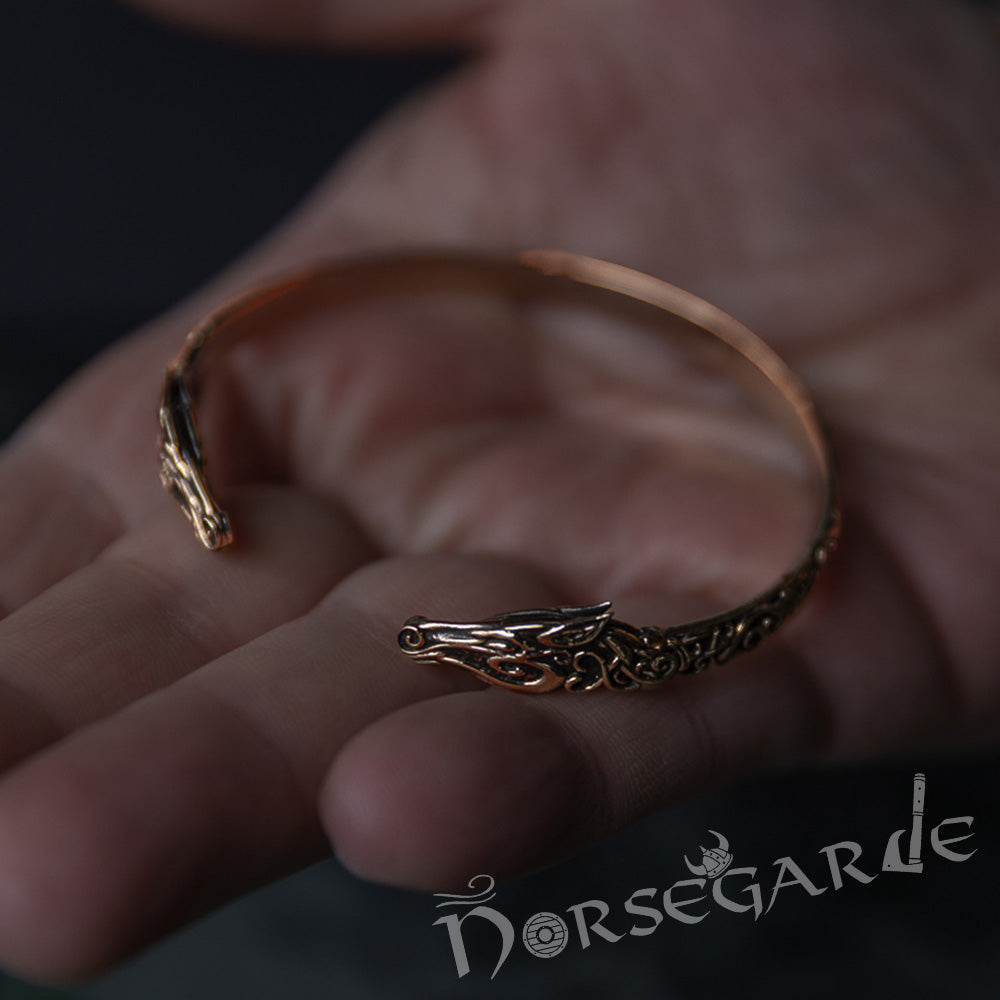 Handcrafted Urnes Art Sleipnir Arm Ring - Brass