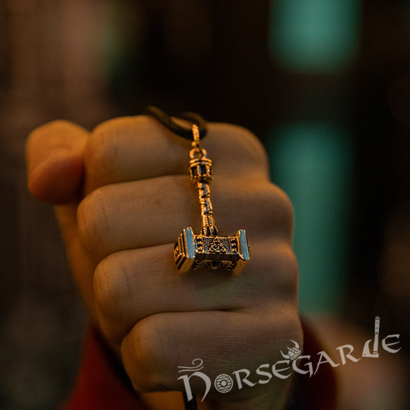 Handcrafted Thor's Battle Hammer Pendant - Brass