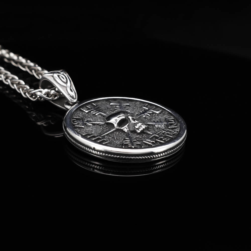 Vegvisir Skull Medallion - Stainless Steel