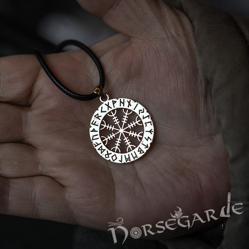 Handcrafted Runic Helm of Awe Amulet - Brass