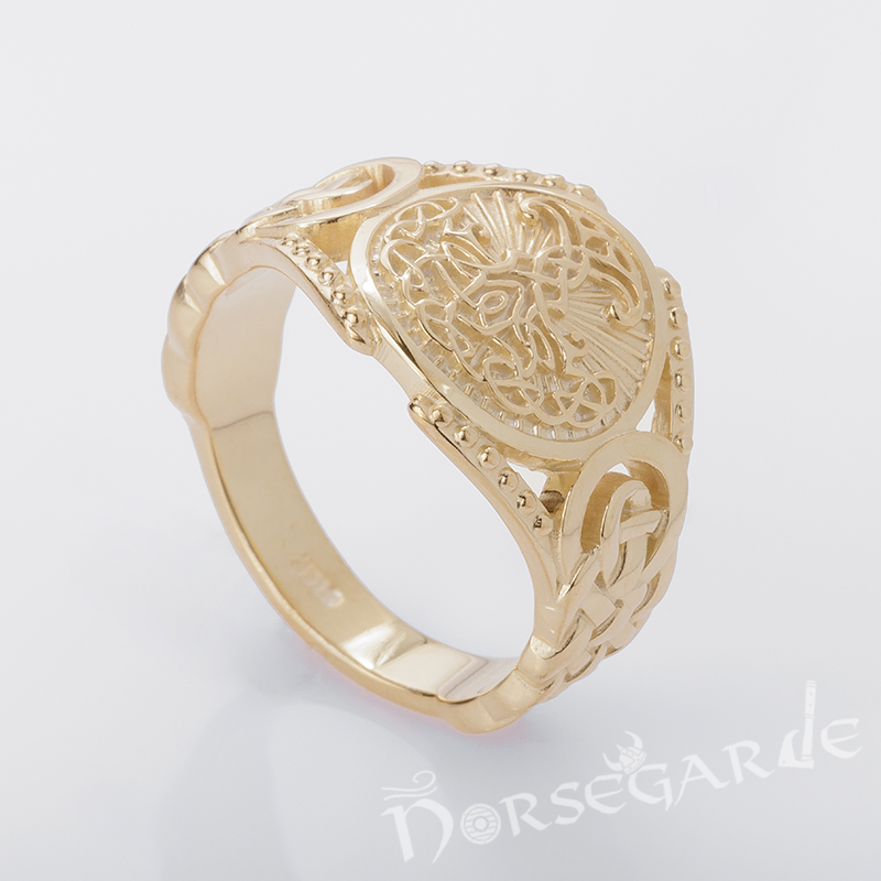 Handcrafted Yggdrasil Braid Ornament Ring - Gold