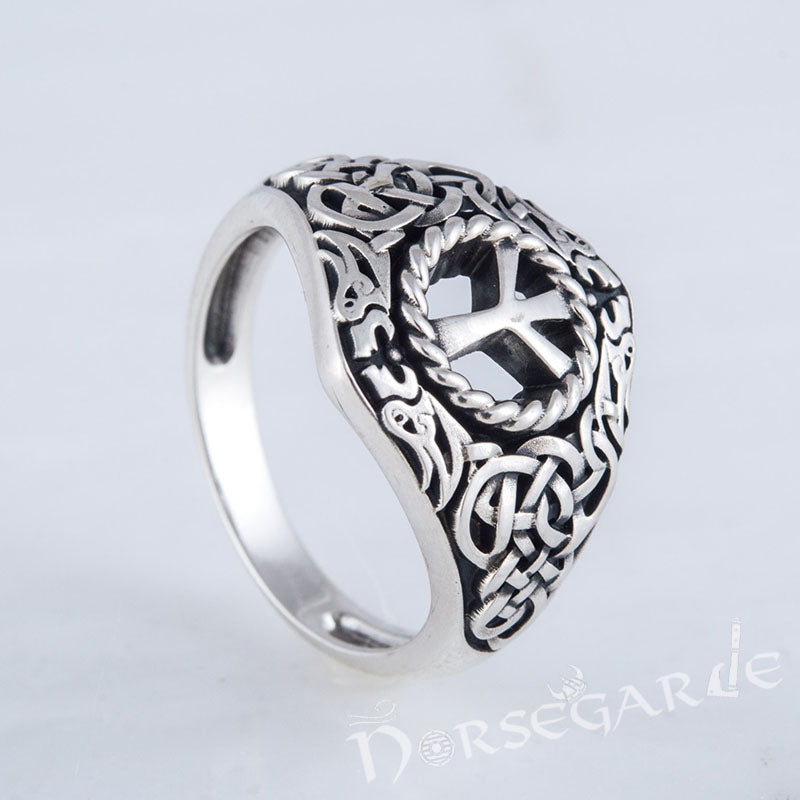 Handcrafted Celtic Algiz Ring - Sterling Silver