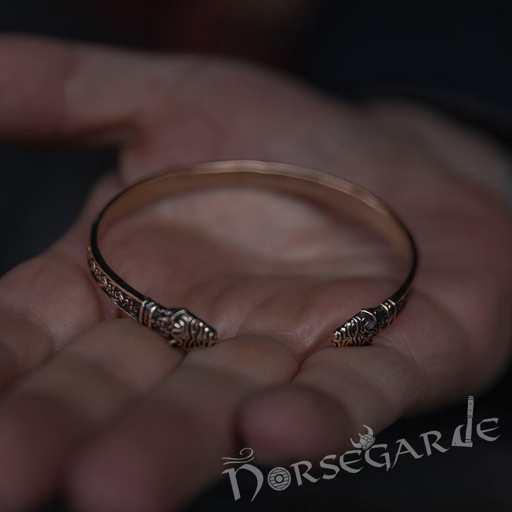 Handcrafted Norse Serpent Arm Ring - Brass