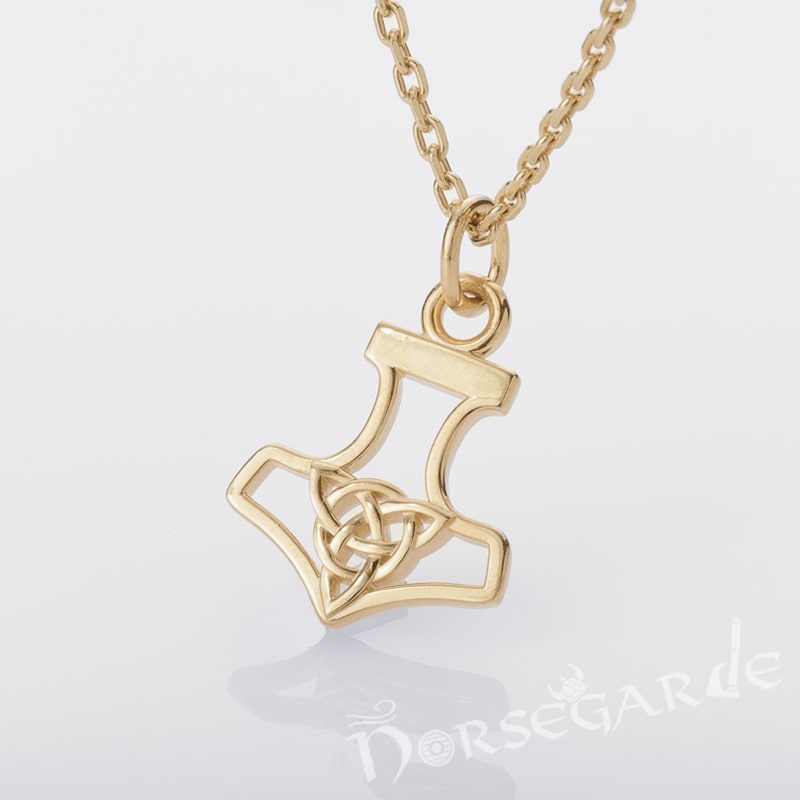 Handcrafted Miniature Thor's Hammer Pendant - Gold