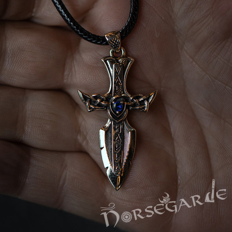 Handcrafted Valhalla Dagger Pendant - Brass