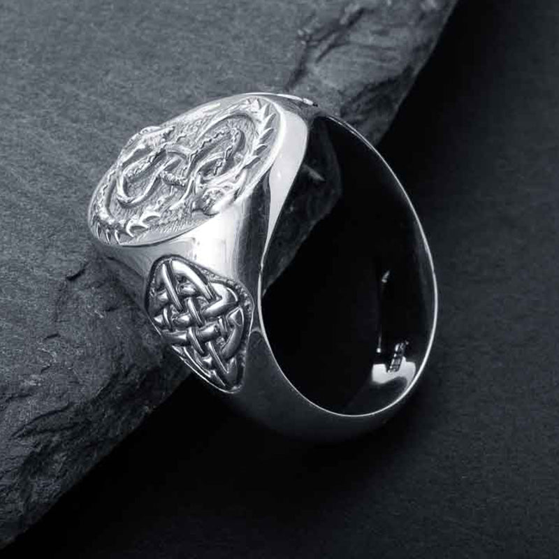 Handcrafted Coiled Jormungandr Knot Ring - Sterling Silver